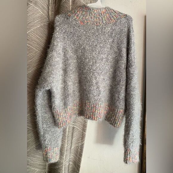 Free People Sweater Women Pullover Gray Preppy Stardust Comfy Holiday Top Sz M - Picture 4 of 12